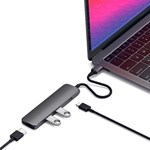 Image of SATECHI 4-in-1 USB-C Hub Slim Classic Multiport Adaptor with PD 60W, 4K@60Hz HDMI and 2x USB-A 5Gbps Data Ports for MacBook Air & Pro M5 M4, Windows Laptops and More – Space Grey