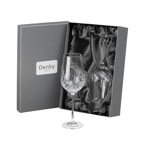 Image of Denby - Celeste Crystal Red Wine Glasses Set of 2-470ml - Lead-Free, Hand Cut Design, Long Stem Large Wine Glasses - Dishwasher Safe - for Cocktails, Aperol Spritz - with Gift Box