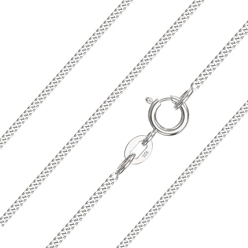 Image of Aeon 925 Sterling Silver Necklace - 1mm Diamond Cut Curb Chain Necklace | 28" Chain | Polishing Cloth & Pouch Bag Included