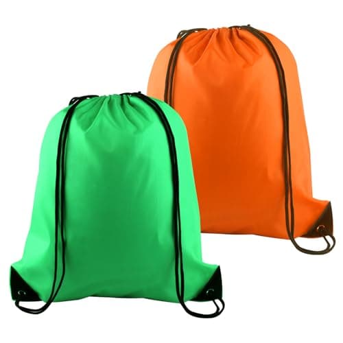 Image of PLULON 2Pcs Drawstring Bags Bulk Drawstring Backpack Green Orange String Backpack Cinch Sack Sport Gym Backpack Bags for Yoga Traveling Outdoor Sports