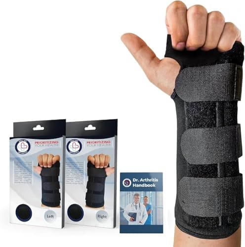 Image of Doctor Developed Wrist Support Left Hand & Doctor Handbook, Wrist Brace Left Hand - Hand Splints For Carpal Tunnel, Wrist Pain, Arthritis