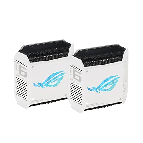 Image of ASUS ROG Rapture GT6 (2PK) Tri-Band WiFi 6 Gaming Mesh WiFi System, Covers Up to 5800 sq ft, 2.5Gbps Port, Triple Game Acceleration, UNII 4, Free Lifetime Internet Security, Moonlight White