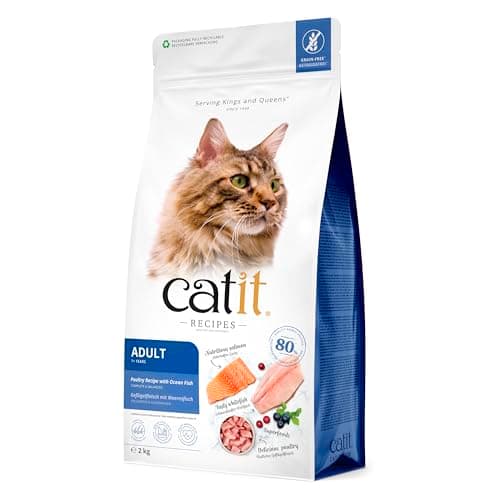 Image of Catit Recipes Adult 1 Year + Poultry with Ocean Fish Dry Cat Food, 2kg