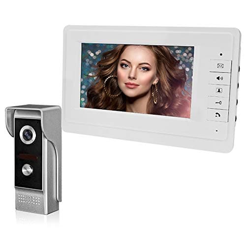 Image of QttyElok Wired Video Intercom System for Home 7'' TFT Color Screen Doorbell Door Phone White Indoor Monitor + 700TVL IR Night Vision Outdoor Camera Metal Waterproof Support 100 Meters Unlock