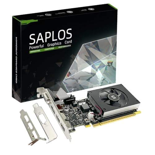Image of SAPLOS GT 730 4GB Graphics Card, 2 HDMI, DisplayPort, VGA, DDR3 64-bit, Low Profile Video Card PC, Computer GPU, Low Power, PCI Express x8, DirectX 12