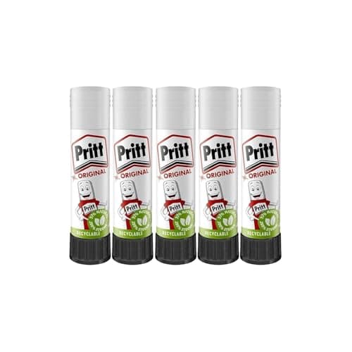Image of PRITT Glue Sticks (5 Pack, 11g) - 90% Natural, Strong Hold, Child-Friendly Adhesive for Home, School, Office, and Crafts