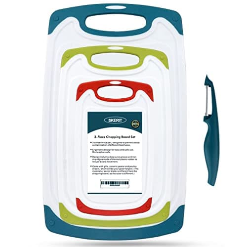 Image of SKERITO Chopping Board Set, BPA Free Plastic Kitchen Cutting Boards with Non-Slip Feet and Deep Drip Juice Groove