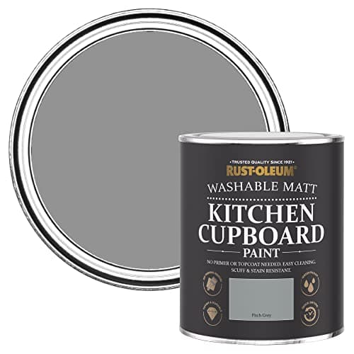 Image of Rust-Oleum Grey Kitchen Cupboard Paint in Matt Finish - Pitch Grey 750ml