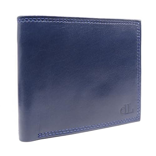 Image of deLausier La Grande | Handmade Slim Men's Wallet, Made with Napa Leather, RFID Blocking Wallet, 13 Card Slots & ID Window (Blue)