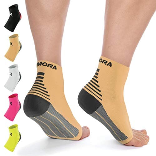 Image of Rymora Foot Compression Socks Sleeves - Ease Plantar Plantar Fasciitis Discomfort and Foot Aches - Supports Heel, Arch & Ankle (One Pair) (Beige) (Medium: 21-25cm Arch Circumference) [M]