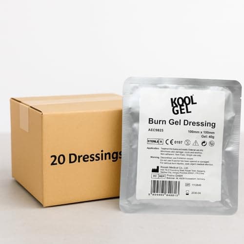 Image of Koolpak KoolGel Burn Dressing 10cm x 10cm – Instant Soothing Relief for Burns, Scalds and Sunburn, 1st and 2nd Degree Burns – Sterile Hydrogel First Aid Treatment (20 Pack)