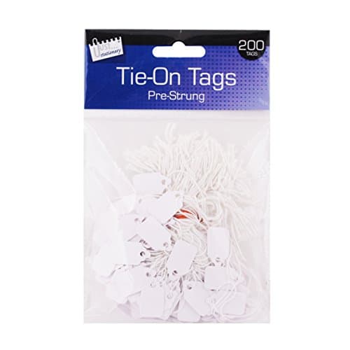 Image of Just stationery 13 x 20 mm Pre Strung Tag (Pack of 200), White, 4257.0