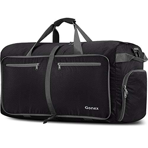 Image of Gonex 150L Large Foldable Travel Duffle Bag with Shoes Compartment, Packable Lightweight Water Repellent Holdall Bag for Camping Gym Weekender Bag Black