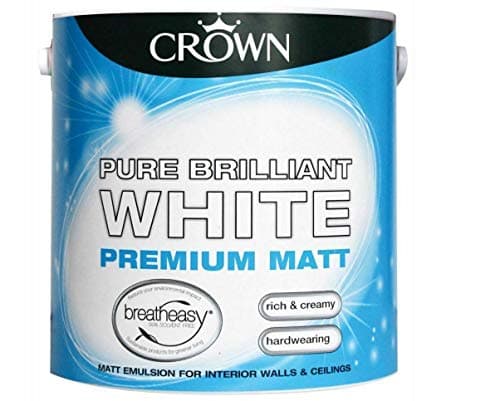Image of Crown Premium Pure Brilliant White Matt Breatheasy Paint 2.5L Walls & Ceilings