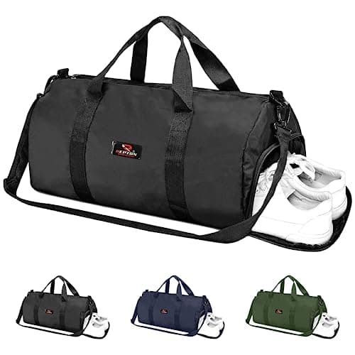 Image of Gym Duffle Bag 30L with Shoe Compartment, Foldable Waterproof Sports Holdall for Men & Women, Lightweight Travel Gym Bag with Shoes Wet Pocket & Shoulder Strap (Black)