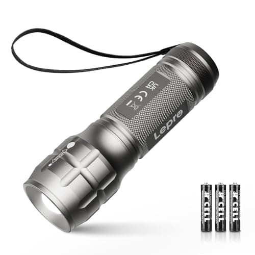 Image of LE LED Torch Battery Powered, LE1000 Bright Hand Flashlight, Adjustable Focus, Water Resistant, Lightweight, for Power Cut, Camping, Dog Walking, Easy to Use Small Torch, Gift for Kids Men Dad Him