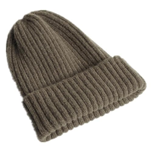 Image of LOIJMK Women's Winter Hat Men's Beanie Winter Hat Warm Unisex Knitted Hats Vintage Plain Knitted Fine Knit Hat with Ribbed Pattern Classic Design Soft Caps Running Hat Cotton Cuffed Hats, AG, One Size
