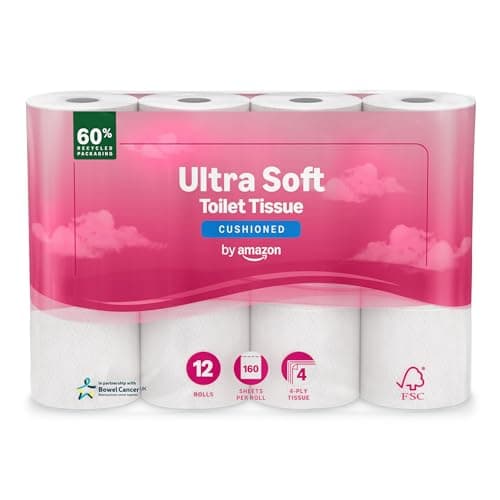 Image of by Amazon Ultra Soft Toilet Tissue, 4-ply, 12 Rolls (1 Pack of 12), 160 Sheets per Roll, FSC Certified