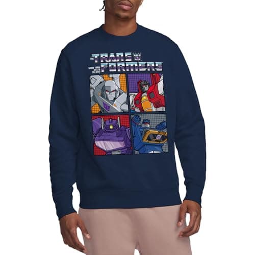 Image of Transformers Generations Retro Villainous Decepticon Grid Unisex Sweatshirt, Navy, Medium