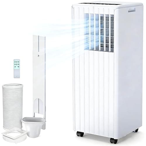 Image of 9000 BTU Portable Air Conditioner – 4-in-1 Dehumidifier, Fan, Cooling & Sleep Mode – 2 Speeds, Remote Control with 24H Timer, Mobile AC Unit for Rooms Up to 400 Sq.ft, Window Venting Kit Included