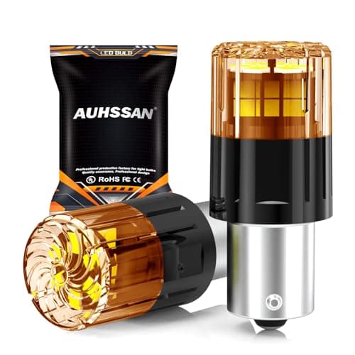 Image of P21w 1156 BA15S LED Bulb, Super Bright Amber Yellow 6.5W 12V 24V Non-Polarity 2835 18SMD LED Bulbs Car Replacement Lights for Backup Brake Light, Turn Signal Light, Tail Lights, Blinker Bulb (2Pack)