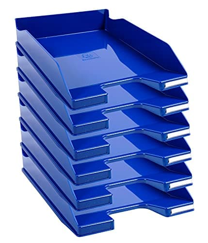 Image of Exacompta - Ref. 113203D - set of 6 COMBO MIDI letter trays - dimensions 34.6 x 25.5x 6.5 cm - for A4 + format documents - glossy royal blue color