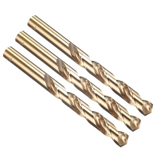 Image of PATIKIL 13mm Drill Bit, M35 Cobalt 5% High-Speed Steel Jobber Straight Shank 135° Gold Finish for Stainless Steel Hard Metal - 3 Pack