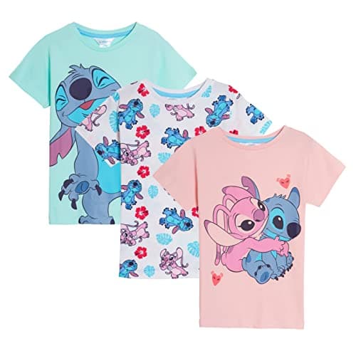 Image of Disney Girls 3 Pack Lilo & Stitch T-Shirts (Pack of 3) 5-6 Years Multi