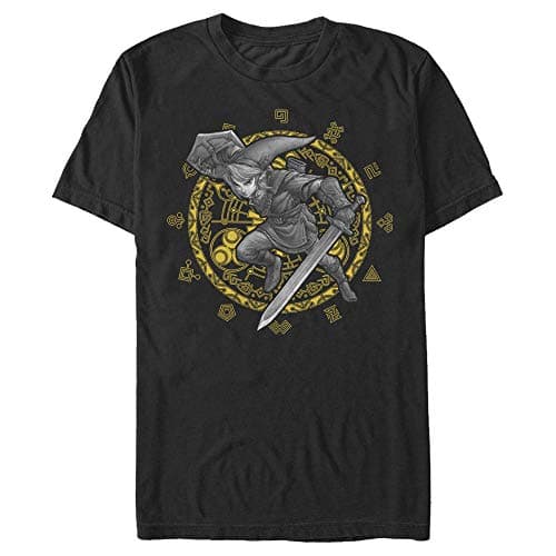 Image of Nintendo Men's Legend of Zelda Link Tonal Triforce Collage, Black, XL