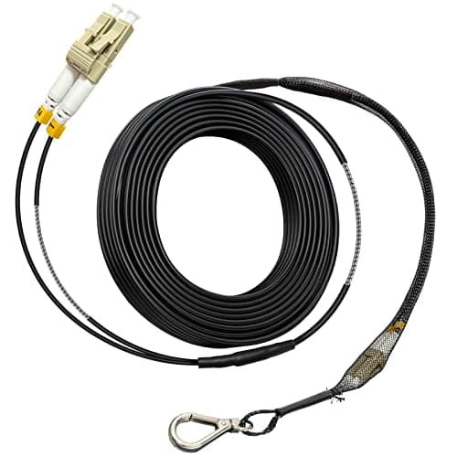 Image of Bangun 50ft (15 Meters) LC to LC 10G Duplex OM3 Outdoor Armored Fiber Patch Cable with Pulling Eye, Overhead/Direct Burial Fiber Optic Cable, Multimode 50/125