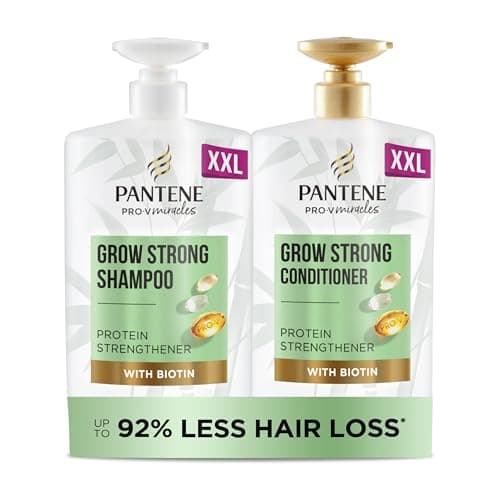 Image of Pantene Grow Strong Shampoo and Conditioner Set, XL Hair Growth Shampoo For Dry Damaged Hair, Helps Reduce Hair Loss with Bamboo and Biotin, VALUE PACK, 2x 1L