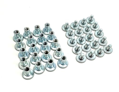 Image of Pack of 20 | M6 x 10mm Joint Connector Bolts & 12mm End Cap Nuts Furniture Connecting Bolts Set for Flat Pack, IKEA, Cot Bed