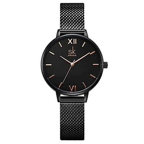 Image of SHENGKE Creative Simplicity Women Watch Mesh Band Elegant Women Watches Ladies Business Wristwatch (K0039-black-mesh Band)