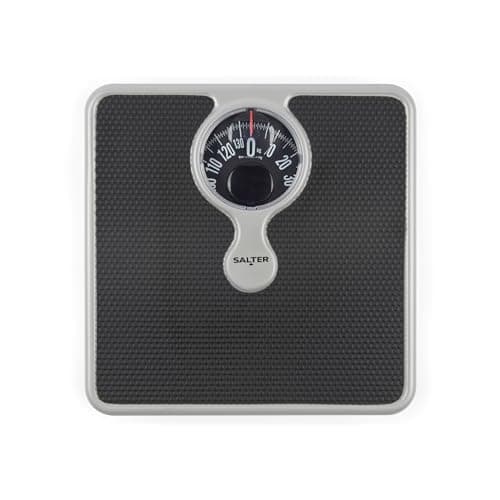 Image of Salter Mechanical Bathroom Scales - Analogue Body Weight Scale with Large Magnifying Lens, 133kg Capacity, No Batteries Required, Silver/Black