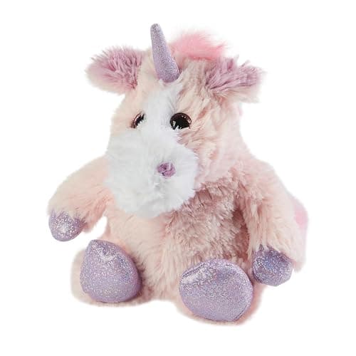 Image of Warmies Junior Sparkly Pink Unicorn Plush, Fully Heatable and Weighted Teddy Slightly Scented with Dried French Lavender, Chill in The Freezer or Heat in Microwave