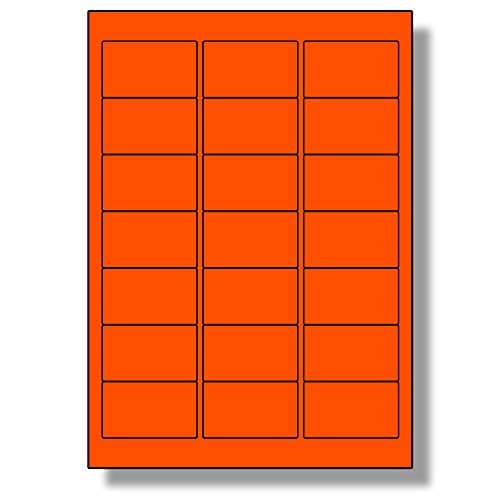Image of Label Planet® 21 Per Sheet, 5 Sheets (105 Tomato RED Labels), Matt Quality Self-Adhesive A4 Coloured Paper Stickers, for Laser/Copier/Inkjet Printer, UK LP21/63C, 63.5 x 38.1 MM, for Printing