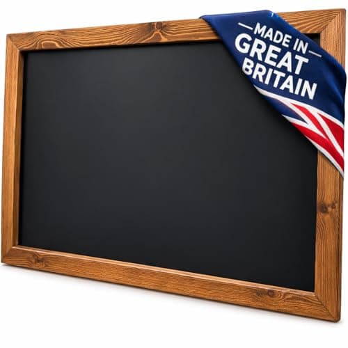 Image of Framed Chalkboard Blackboard 24” x 36” (610mm x 915mm) – Rustic Wooden Wall Sign Board for Menus, Cafés, Pubs, Restaurants, Weddings, Home & Office – Durable Easy-Wipe Panel