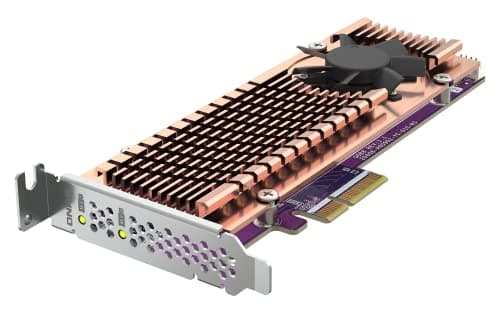 Image of QNAP QM2-2P-344A Dual M.2 PCIe SSD Expansion Card, PCIe Gen3 x4, Supports Two M.2 2280/22110 SSDs, Low-Profile Bracket, Windows 10, Linux