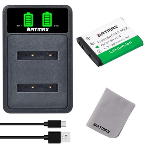Image of Batmax EN-EL19 EN EL19 Battery and USB Battery Charger for Nikon Coolpix S33 W150 S2500 S2600 S2700 S2800 S3100 S3200 S3300 S3400 S3500 S3600 S3700 S6400 S6500 S6600 S6800 S6900 A100