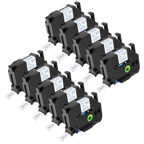 Image of NineLeaf 10 x Compatible for Brother P-Touch TZe-253 TZe253 TZ-253 TZ253 AZe-253 TZE Tape 24mm 0.94'' 1 inch Blue on White Laminated Label Tape for Ptouch PT-D600 D600VP E500 E500VP Label Maker