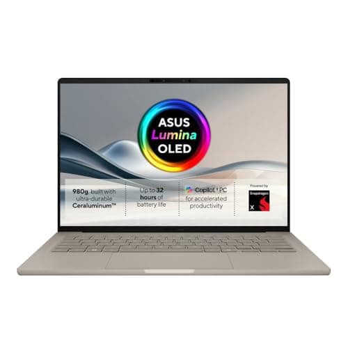Image of ASUS Zenbook A14 UX3407QA 14.0 inch Full HD 600nits OLED Copilot+ PC (Qualcomm Snapdragon X1-26-100 Processor, 32GB LPDDR5X RAM, 1TB PCIe SSD, Backlit Keyboard, 32 Hour Battery, Windows 11 Home)
