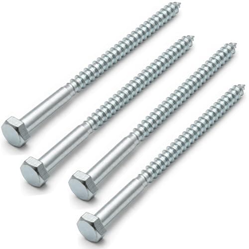 Image of AMLOOPH M10 x 150mm Coach Screws, 5 Pack Heavy Duty Hex Head Lag Bolts 150mm - Zinc Plated Steel Half Thread M10 Self-Tapping Wood Screws for Wood, Brick & Masonry Fixing – Fence, Shelving, Decking