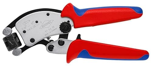 Image of KNIPEX Twistor T Self-Adjusting Crimping Pliers for Wire ferrules with rotatable die Head in Blister Chrome-Plated with Multi-Component, 97 53 19 SB