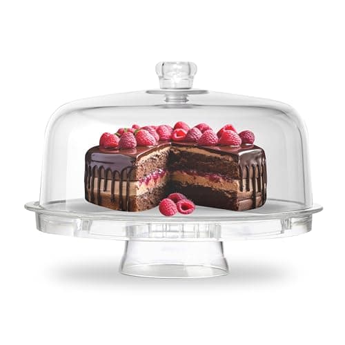 Image of Multi-Function 6-in1 Clear Cake Stand with Dome Lid, Cake Dome Platter Snack Fruit Server Salad Bowl Kitchen Party BBQ Picnic Tray by Crystals