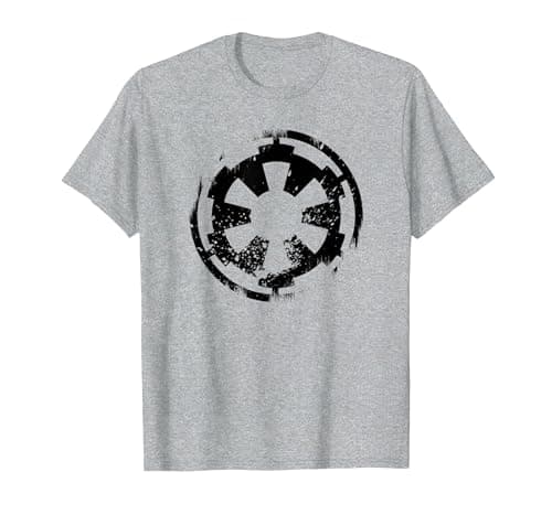 Image of Star Wars Distressed Empire Logo Black T-Shirt, Men, Heather Grey, X-Large