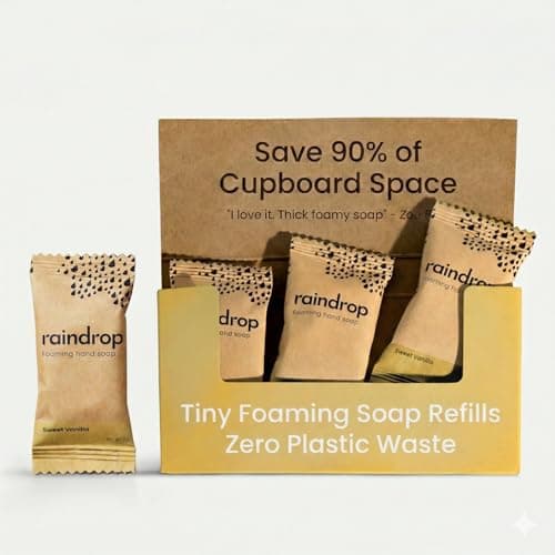 Image of Raindrop Sustainable Hand Soap Refills, 4x Plastic-Free Foaming Hand Soap Refills (Sweet Vanilla)