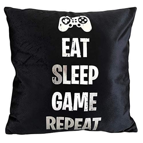 Image of Sass Party & Gifts Eat Sleep Game Repeat Cushion Cover - Great Gift for A Gaming Fan
