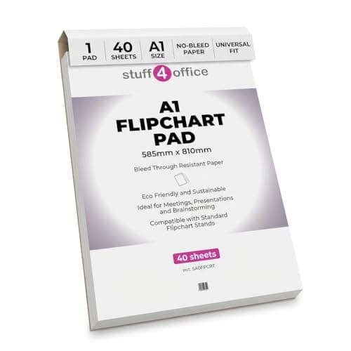 Image of Stuff 4 Office | Flipchart Paper Pad | A1 Paper Plain | 40 sheets | White Presentation Flip Chart Paper for Meetings, Classrooms, Brainstorming, Training & Office Use