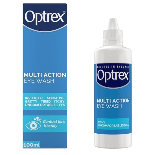 Image of Optrex Multi Action, Eye Wash, 100 ml, for Gentle and Effective Relief, Itchy, Irritated, Tired, Uncomfortable Eyes, Easy to Use,