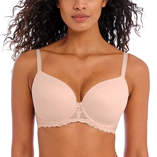 Image of Freya Women's Offbeat Underwire Demi Molded Plunge T-Shirt Bra, Opaque, Natural Beige, 28E